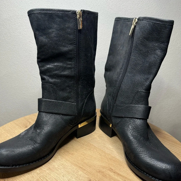 Vince Camuto black boots with gold accents - Picture 6 of 8